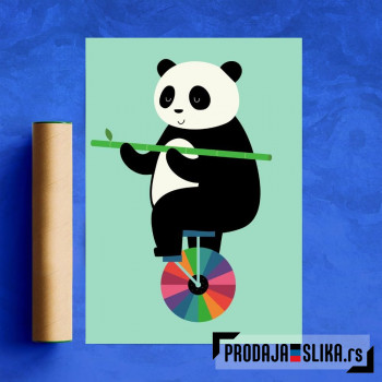 Panda na monociklu