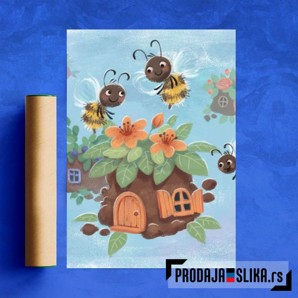 Bee house in cartoon style