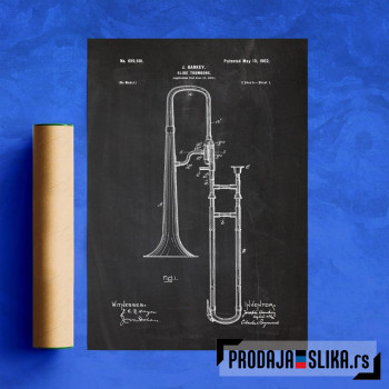 1901 Slide Trombone - Patent Drawing