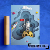 Astronaut Raises Flag