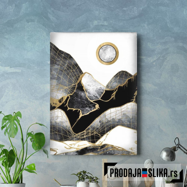 Minimal Black and Gold Mountains
