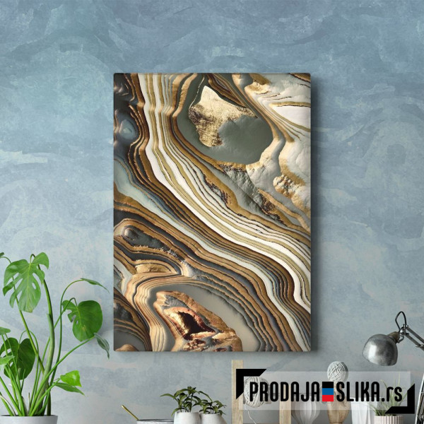 White Gold Agate Abstract