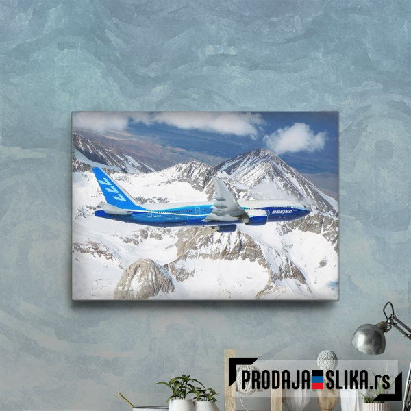 Boeing 777 Airliner And Mountains