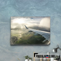 Wing View Flying Airplane