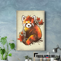 Red panda red leaves