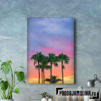 Palm Trees On Purple Sky