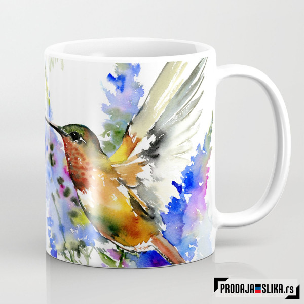 Cvetna ptica plava - vodene boje